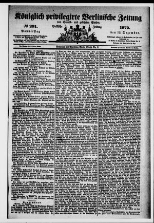 Königlich privilegirte Berlinische Zeitung von Staats- und gelehrten Sachen on Dec 12, 1872