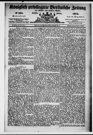 Königlich privilegirte Berlinische Zeitung von Staats- und gelehrten Sachen on Dec 14, 1872