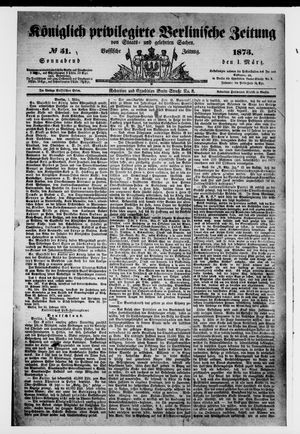 Königlich privilegirte Berlinische Zeitung von Staats- und gelehrten Sachen on Mar 1, 1873