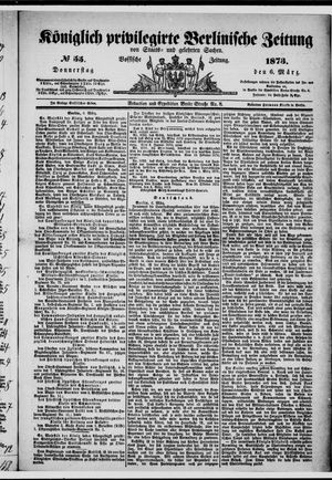 Königlich privilegirte Berlinische Zeitung von Staats- und gelehrten Sachen on Mar 6, 1873