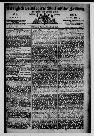 Königlich privilegirte Berlinische Zeitung von Staats- und gelehrten Sachen vom 25.03.1873
