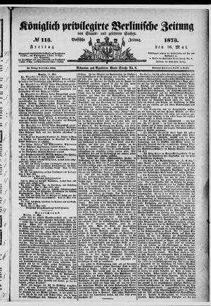 Königlich privilegirte Berlinische Zeitung von Staats- und gelehrten Sachen on May 16, 1873
