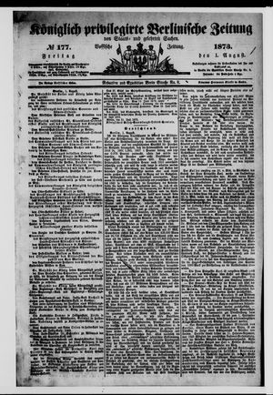 Königlich privilegirte Berlinische Zeitung von Staats- und gelehrten Sachen on Aug 1, 1873