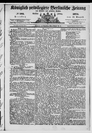 Königlich privilegirte Berlinische Zeitung von Staats- und gelehrten Sachen vom 19.08.1873