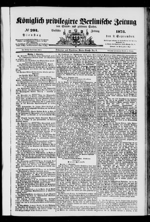 Königlich privilegirte Berlinische Zeitung von Staats- und gelehrten Sachen vom 02.09.1873
