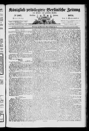 Königlich privilegirte Berlinische Zeitung von Staats- und gelehrten Sachen on Sep 5, 1873