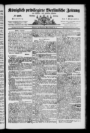 Königlich privilegirte Berlinische Zeitung von Staats- und gelehrten Sachen vom 07.09.1873
