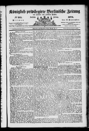 Königlich privilegirte Berlinische Zeitung von Staats- und gelehrten Sachen on Sep 10, 1873