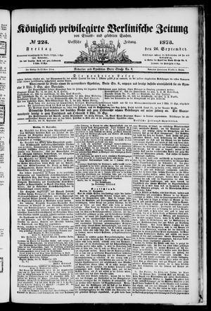Königlich privilegirte Berlinische Zeitung von Staats- und gelehrten Sachen on Sep 26, 1873