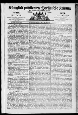 Königlich privilegirte Berlinische Zeitung von Staats- und gelehrten Sachen on Oct 1, 1873