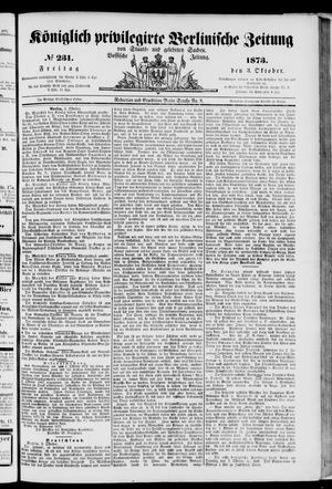 Königlich privilegirte Berlinische Zeitung von Staats- und gelehrten Sachen on Oct 3, 1873