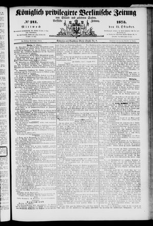 Königlich privilegirte Berlinische Zeitung von Staats- und gelehrten Sachen vom 15.10.1873