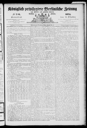 Königlich privilegirte Berlinische Zeitung von Staats- und gelehrten Sachen on Oct 25, 1873