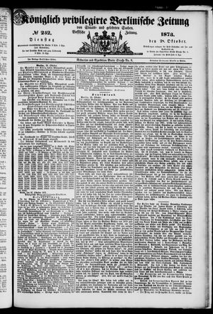 Königlich privilegirte Berlinische Zeitung von Staats- und gelehrten Sachen on Oct 28, 1873