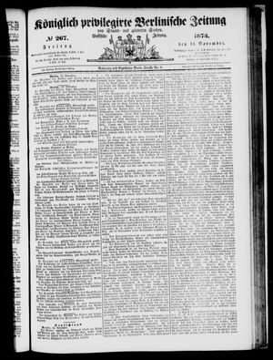Königlich privilegirte Berlinische Zeitung von Staats- und gelehrten Sachen vom 14.11.1873