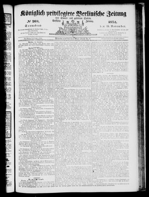 Königlich privilegirte Berlinische Zeitung von Staats- und gelehrten Sachen on Nov 15, 1873
