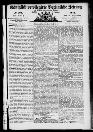 Königlich privilegirte Berlinische Zeitung von Staats- und gelehrten Sachen vom 16.12.1873