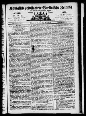 Königlich privilegirte Berlinische Zeitung von Staats- und gelehrten Sachen on Dec 19, 1873