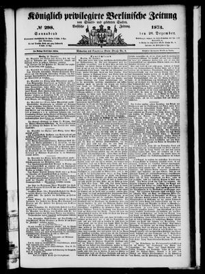Königlich privilegirte Berlinische Zeitung von Staats- und gelehrten Sachen on Dec 20, 1873