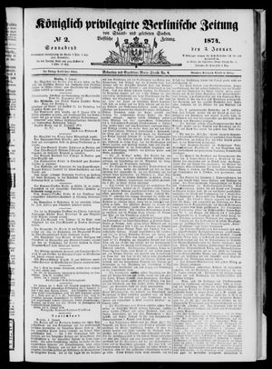 Königlich privilegirte Berlinische Zeitung von Staats- und gelehrten Sachen on Jan 3, 1874