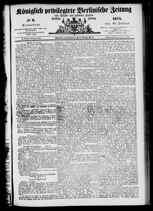 Königlich privilegirte Berlinische Zeitung von Staats- und gelehrten Sachen vom 10.01.1874