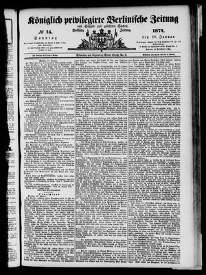 Königlich privilegirte Berlinische Zeitung von Staats- und gelehrten Sachen vom 18.01.1874