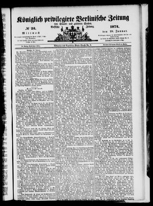 Königlich privilegirte Berlinische Zeitung von Staats- und gelehrten Sachen vom 28.01.1874