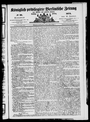 Königlich privilegirte Berlinische Zeitung von Staats- und gelehrten Sachen vom 31.01.1874