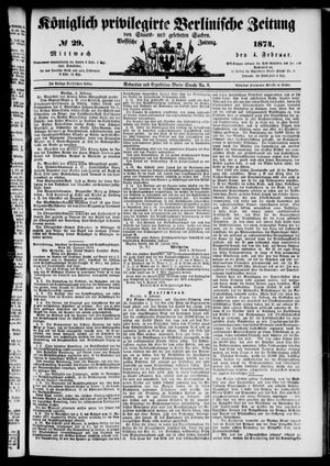 Königlich privilegirte Berlinische Zeitung von Staats- und gelehrten Sachen vom 04.02.1874