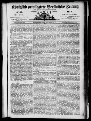 Königlich privilegirte Berlinische Zeitung von Staats- und gelehrten Sachen vom 17.02.1874