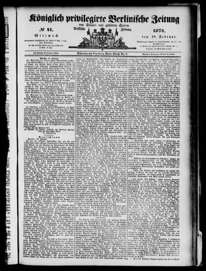Königlich privilegirte Berlinische Zeitung von Staats- und gelehrten Sachen vom 18.02.1874