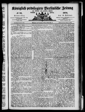 Königlich privilegirte Berlinische Zeitung von Staats- und gelehrten Sachen vom 19.02.1874