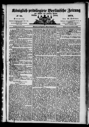 Königlich privilegirte Berlinische Zeitung von Staats- und gelehrten Sachen vom 22.02.1874