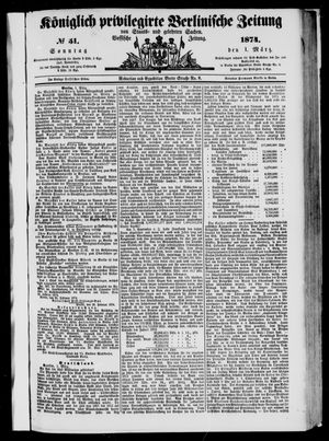 Königlich privilegirte Berlinische Zeitung von Staats- und gelehrten Sachen vom 01.03.1874
