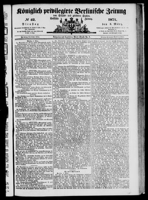 Königlich privilegirte Berlinische Zeitung von Staats- und gelehrten Sachen vom 03.03.1874