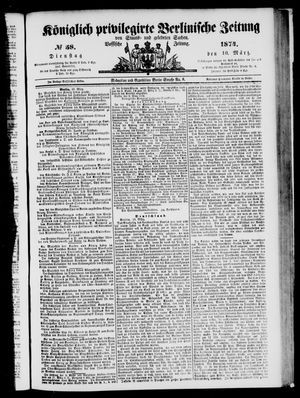 Königlich privilegirte Berlinische Zeitung von Staats- und gelehrten Sachen vom 10.03.1874