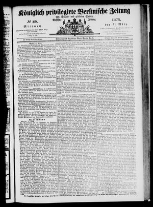 Königlich privilegirte Berlinische Zeitung von Staats- und gelehrten Sachen on Mar 11, 1874
