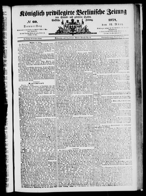 Königlich privilegirte Berlinische Zeitung von Staats- und gelehrten Sachen on Mar 12, 1874