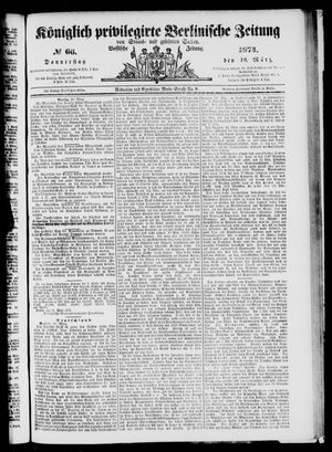 Königlich privilegirte Berlinische Zeitung von Staats- und gelehrten Sachen vom 19.03.1874