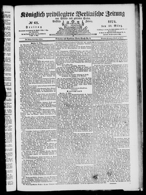 Königlich privilegirte Berlinische Zeitung von Staats- und gelehrten Sachen vom 20.03.1874