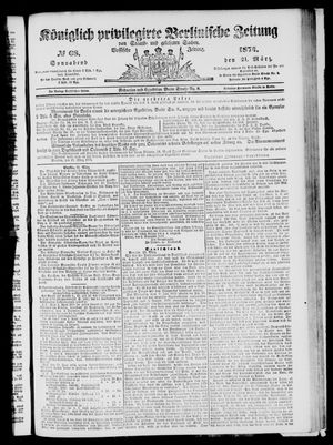 Königlich privilegirte Berlinische Zeitung von Staats- und gelehrten Sachen vom 21.03.1874