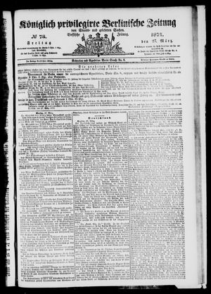 Königlich privilegirte Berlinische Zeitung von Staats- und gelehrten Sachen vom 27.03.1874