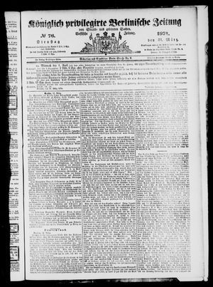 Königlich privilegirte Berlinische Zeitung von Staats- und gelehrten Sachen vom 31.03.1874