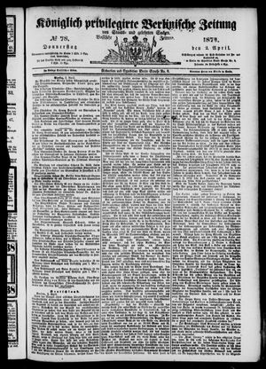 Königlich privilegirte Berlinische Zeitung von Staats- und gelehrten Sachen vom 02.04.1874