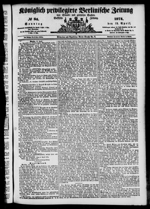 Königlich privilegirte Berlinische Zeitung von Staats- und gelehrten Sachen vom 12.04.1874