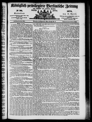 Königlich privilegirte Berlinische Zeitung von Staats- und gelehrten Sachen vom 18.04.1874