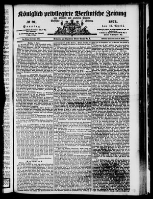 Königlich privilegirte Berlinische Zeitung von Staats- und gelehrten Sachen vom 19.04.1874