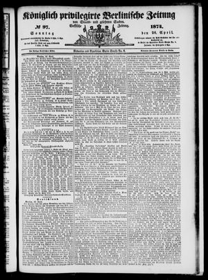 Königlich privilegirte Berlinische Zeitung von Staats- und gelehrten Sachen vom 26.04.1874