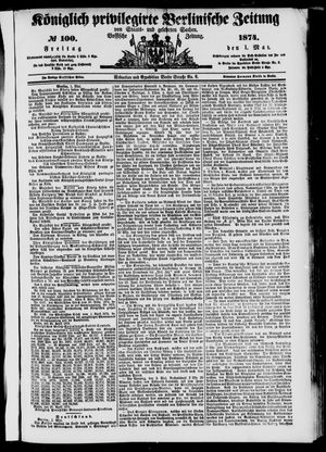 Königlich privilegirte Berlinische Zeitung von Staats- und gelehrten Sachen vom 01.05.1874