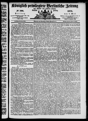 Königlich privilegirte Berlinische Zeitung von Staats- und gelehrten Sachen vom 08.05.1874